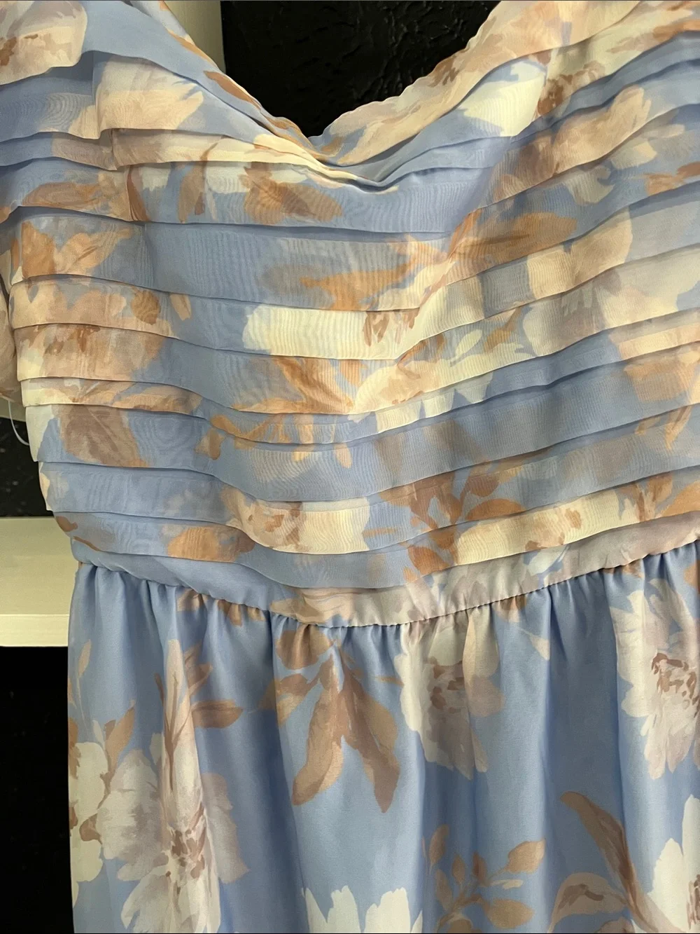 Abercrombie & Fitch Emerson Organza Light Blue Floral Maxi Dress